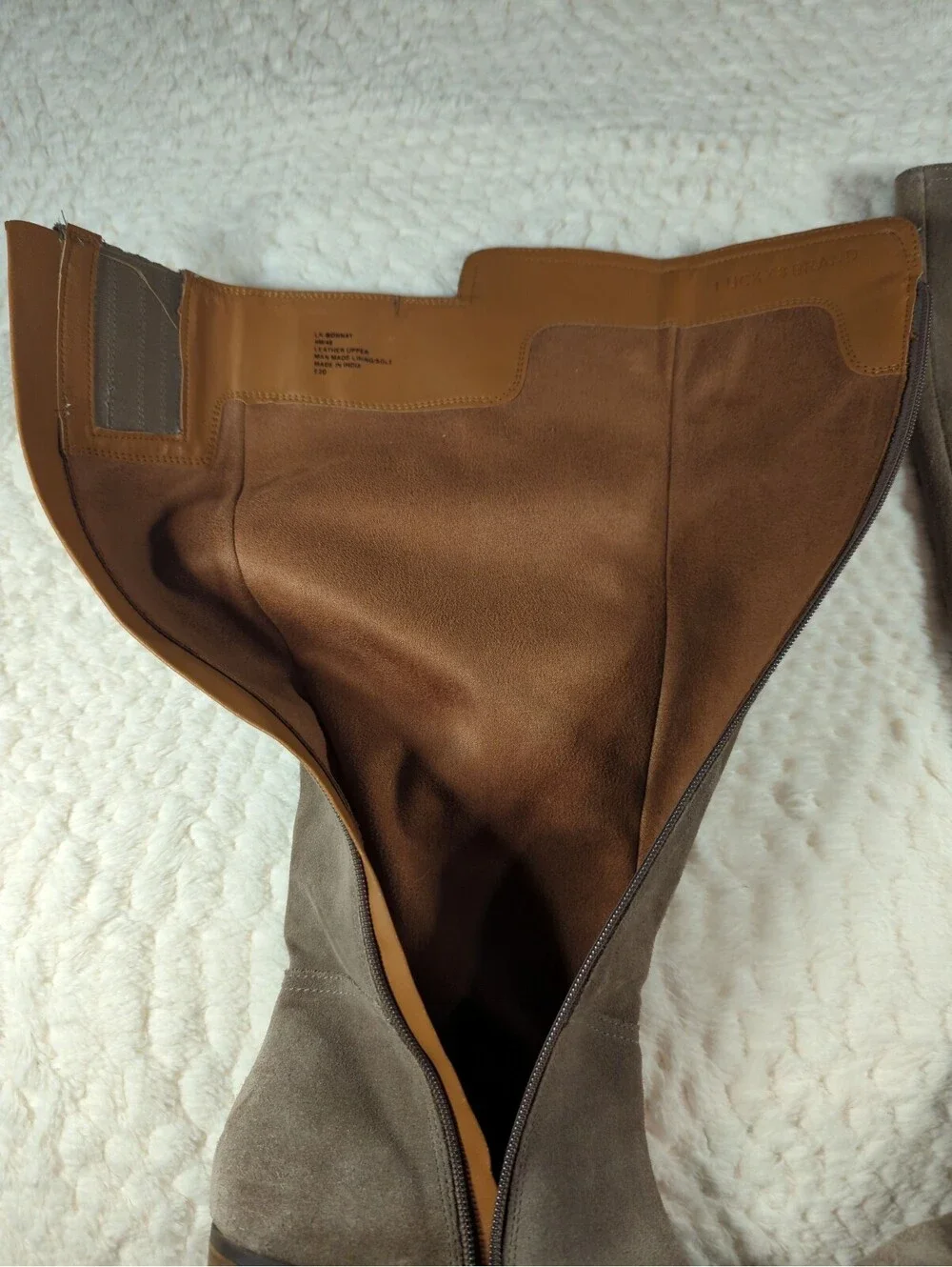 Lucky Brand Bonnay Taupe Suede Knee-High Boots with Block Heel Size 9